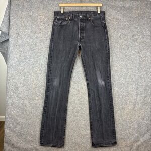 Levis 501 Jeans Mens 33x34 Black Straight Original Fit Button Fly Classic